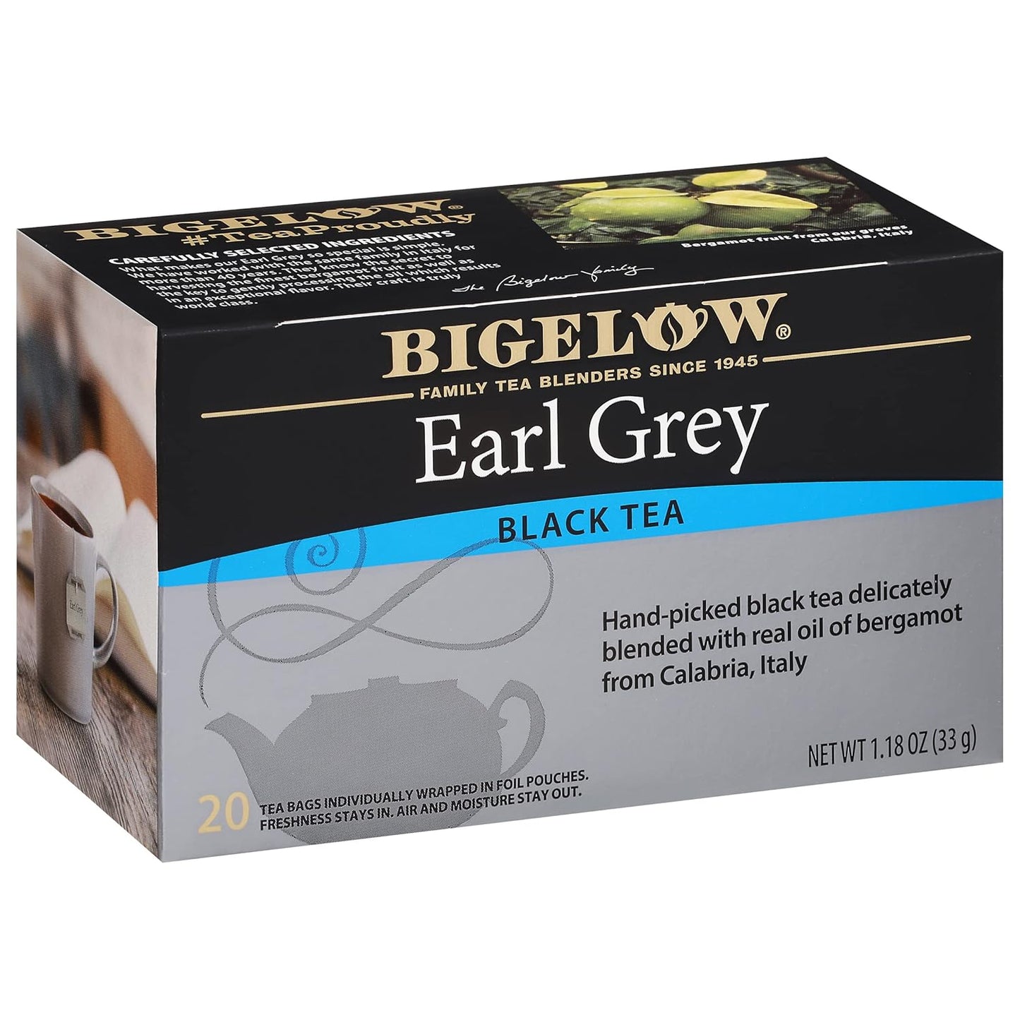 Bigelow Tea Earl Grey Black Tea, Caffeinated Tea, 20 Count Box